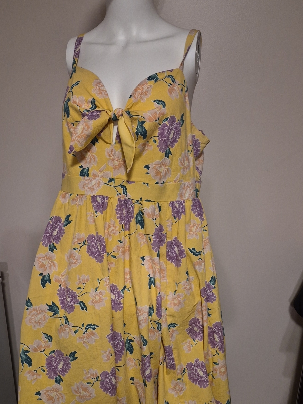 torrid Yellow Floral Tie-Front Midi Dress